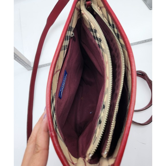 Burberry Red Crossbody Bag with Classic Check Pattern - Picture 9 of 15